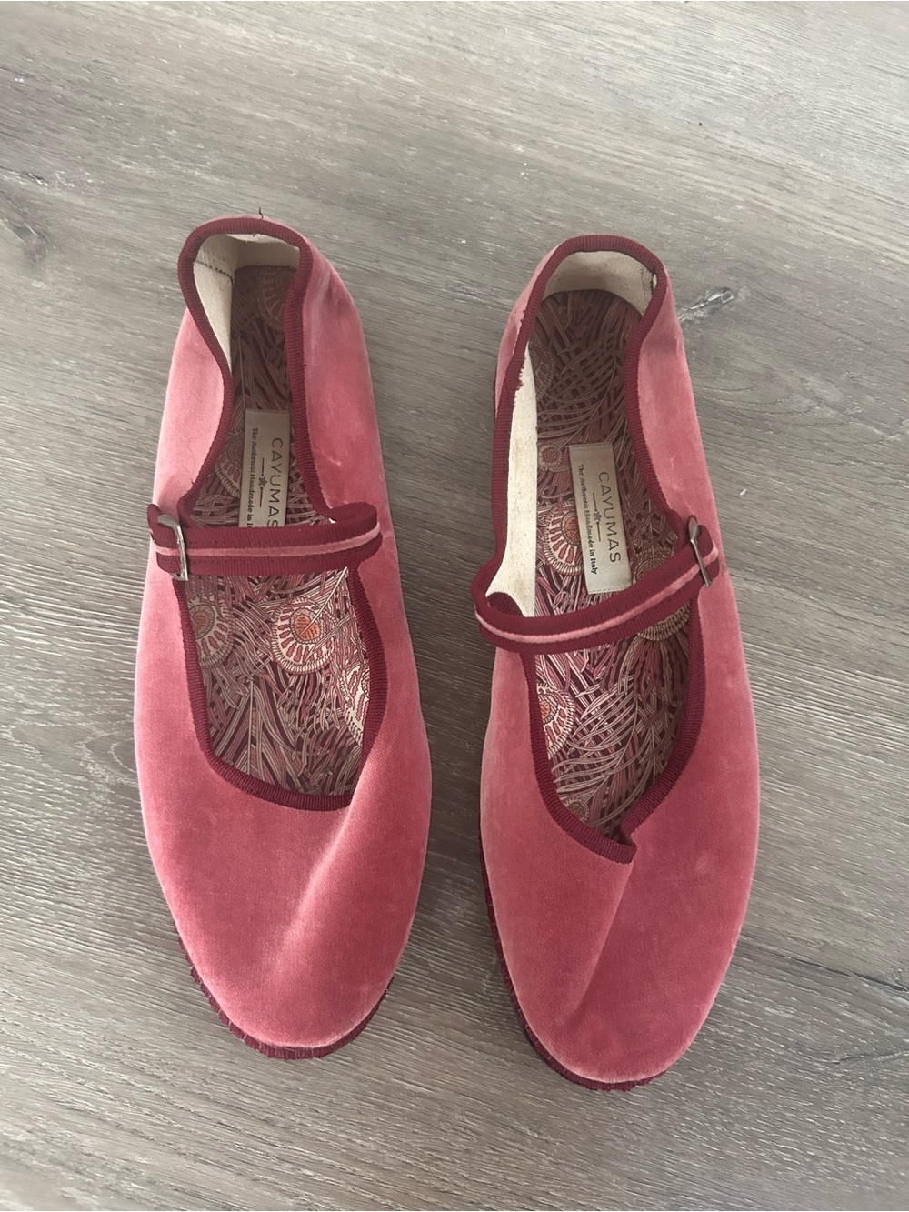 CAYUMAS Rose Pink Velvet Mary Jane Flats